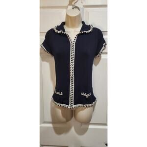 Chanel Knit Zip Blouse Sz 40/8/M